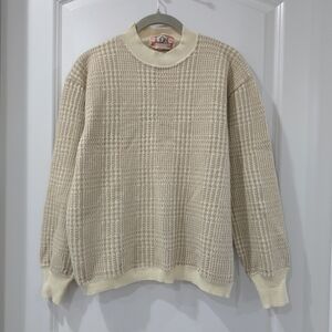 Gene Ewin Bis Cream Textured Men's Wool Angora Blend Sweater, Grandpacore, M